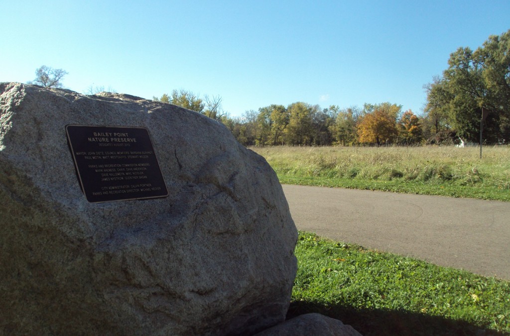 At the trailhead of Bailey Point Nature Preserve in Elk River, site of the former Elk River Golf Club.