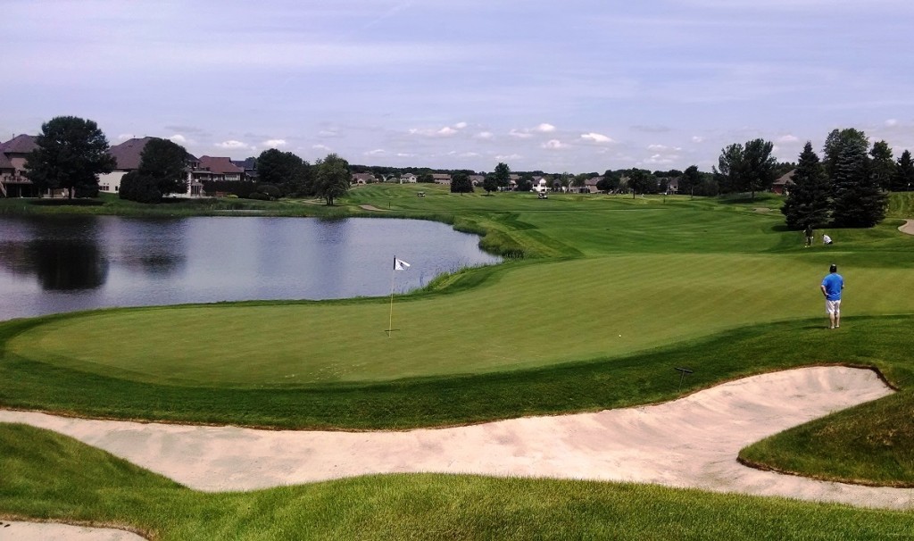 The par-4, 417-yard ninth hole at TPC Twin Cities (2014 photo)